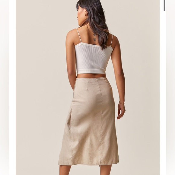 Fallan Linen Side Knot Midi Skirt - Picture 2 of 4